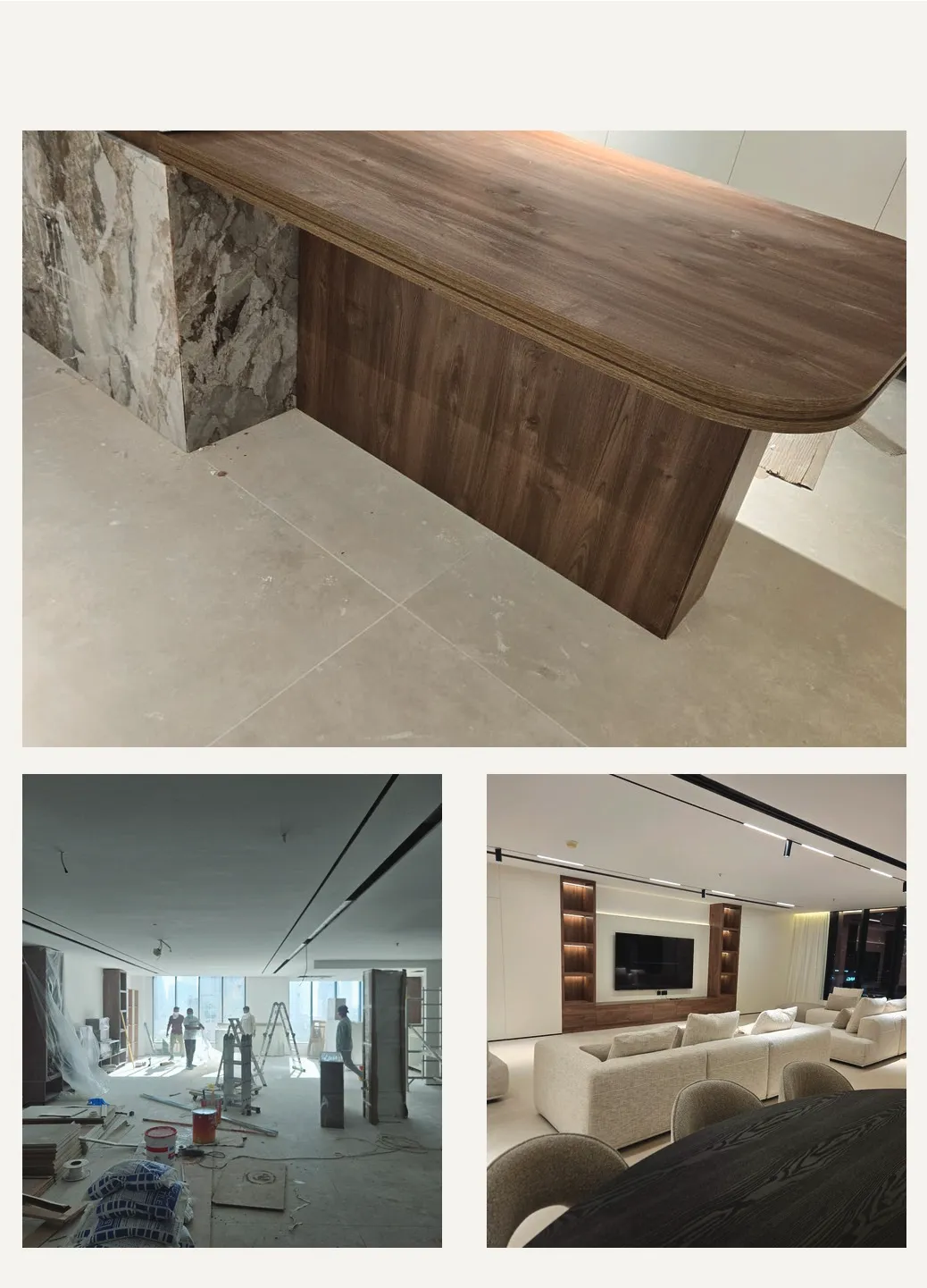 Kitchen and custom joinery with a walnut island